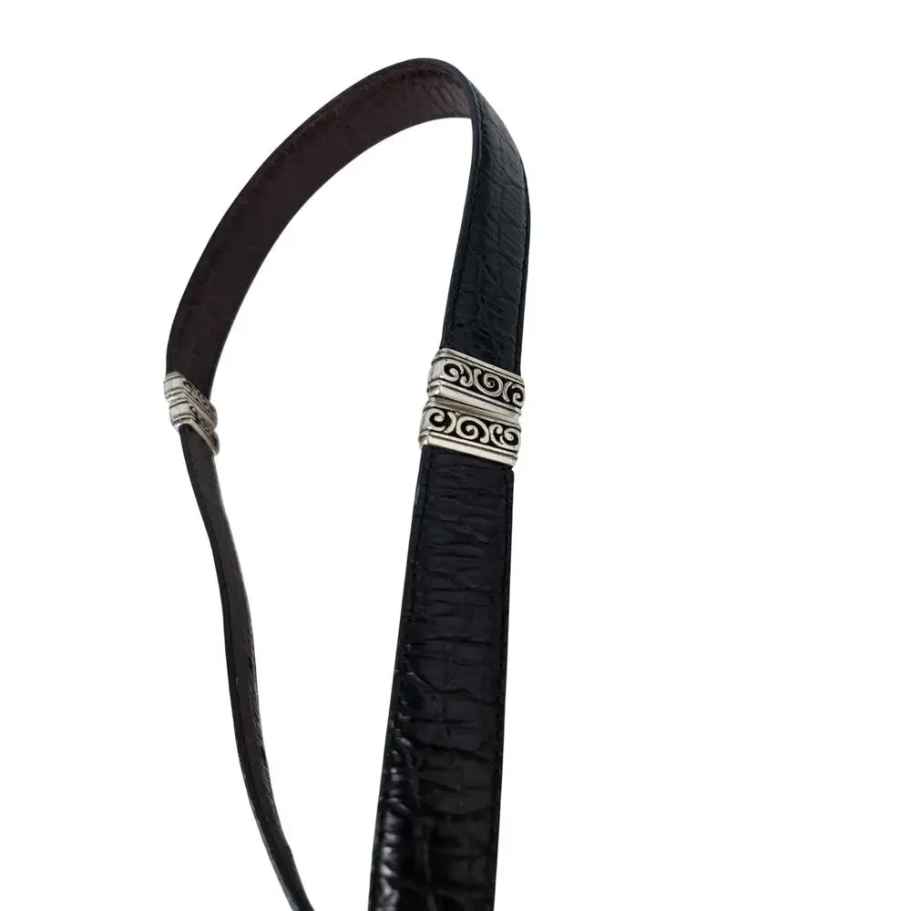 Vintage 90s Brighton XS Two Tone Leather Reversible Belt Minimalist Silver
